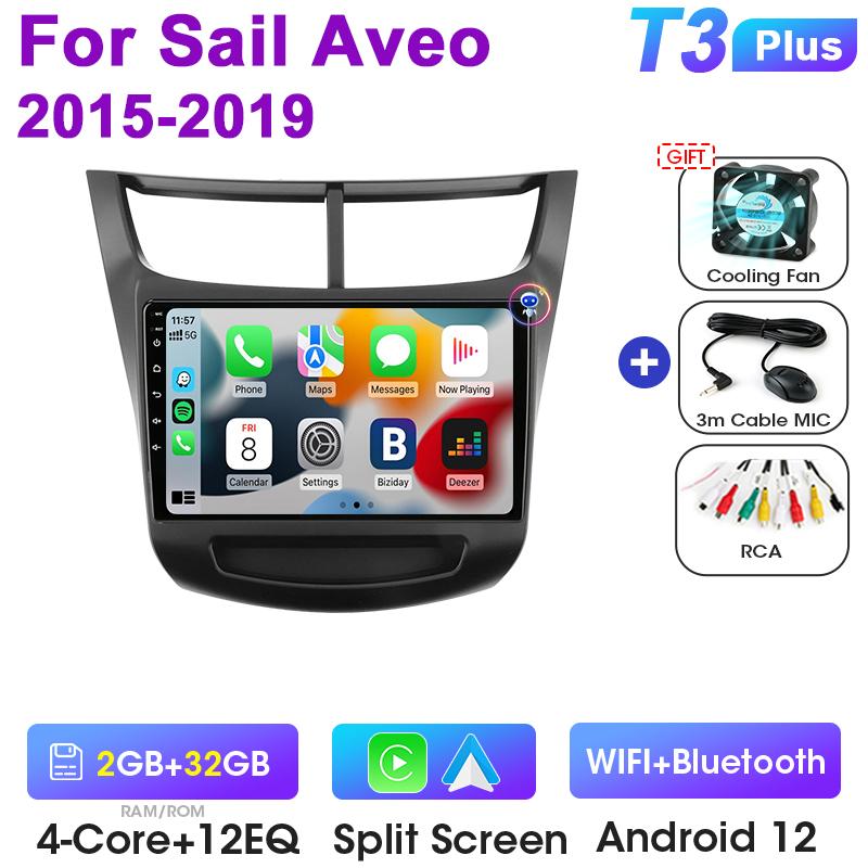 2 Din Android 12 автомобильное радио для Chevrolet Sail Aveo 2015 - 2019 мультимедийный видеоплеер GPS Carplay Авто Стерео RDS DVD головное устройство