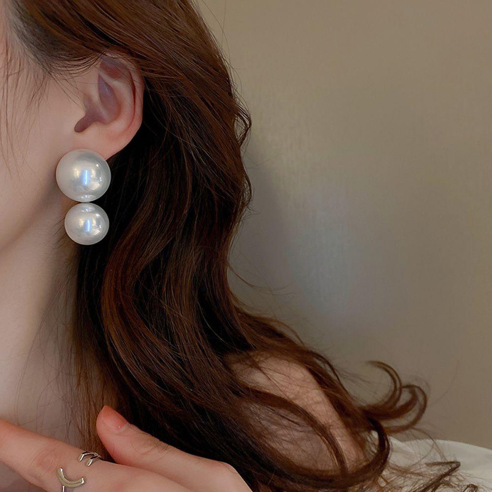 Party Lady Hyperbole Style Large Pearl Stud Earrings Women Jewelry Fashion Design Korean  Earrings
