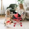Dollhouse Pretend Play Baby Stroller Push Cart for Kids with Iron Frame and Oxford Fabric