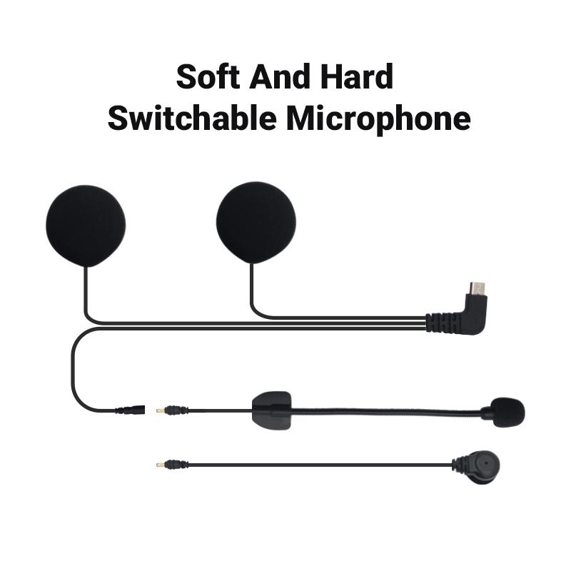 Motorcycle Intercom Accessories Hard Soft 2 in1 Earphone Mic For Freedconn TCOM-SC/VB FDC-01VB COLO T-MAX T-REX Any Face Helmet