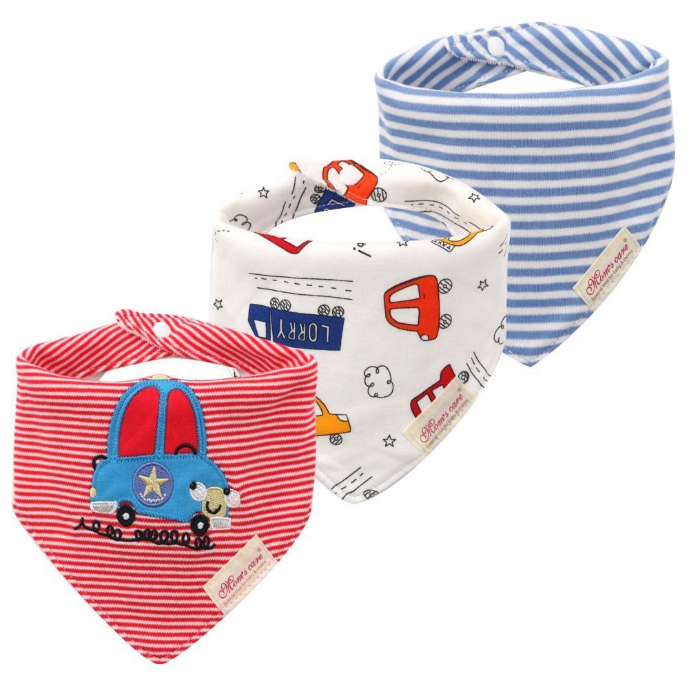 Soft Texture Drool Bibs Stripes Pattern Saliva Towels 3pcs Set Bandana Bibs Burping Time