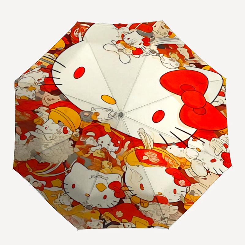 1pc Hello Kitty Automatic Opening/Closing Umbrella with Foldable Design, 8-Bone Iron Frame, Outdoor, Festive Gift for Fans, Travelers, Everyday Use, I
