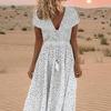 Summer Women's Beach Holiday V Neck Long Maxi Dress Ladies Boho Holiday Sundress