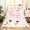 Pink Pig Bedding Set King Queen Sleeping Pig Duvet Cover For Kids Boys Girls Kawaii Animals Comforter Cover With 2 Pillowcases