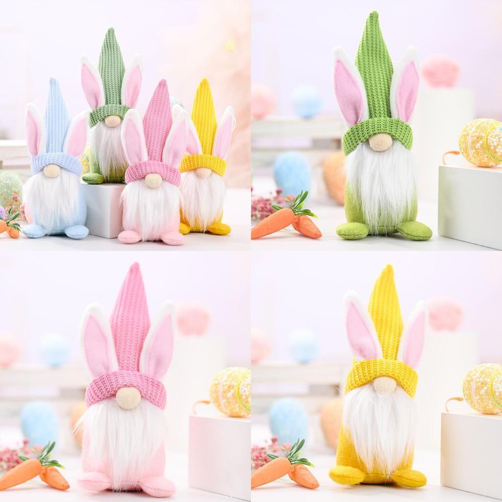 Fabric Easter Bunny Gnome House Accent With Handmade Craft For Seasonal Celebrations