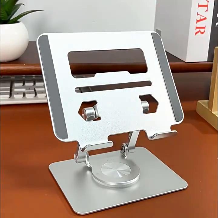 Регулируемая подставка для планшета из алюминиевого сплава, вращающееся на 360 ° основание, эргономичный складной и портативный держатель для планшета для ноутбука до 17 дюймов
