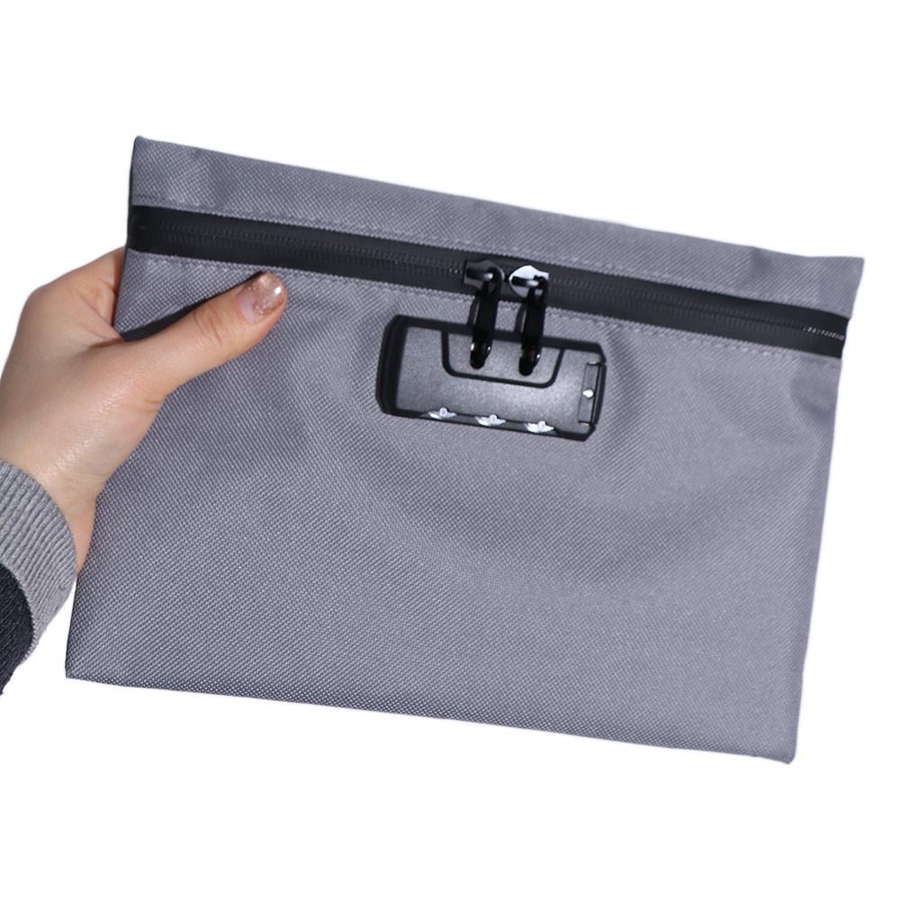 Canvas Portable Locking Pouch Zip Closure Security Document Bag Durable Money Bag with Lock  Travel