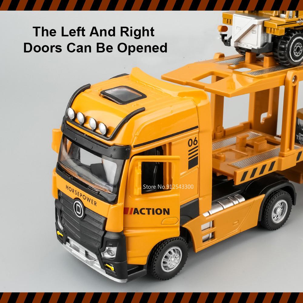 1/32 Engineeringtoy Transport Cars Модель игрушечного сплава литой двухслойный грузовик игрушка инерционный звук свет транспорт для мальчиков подарок