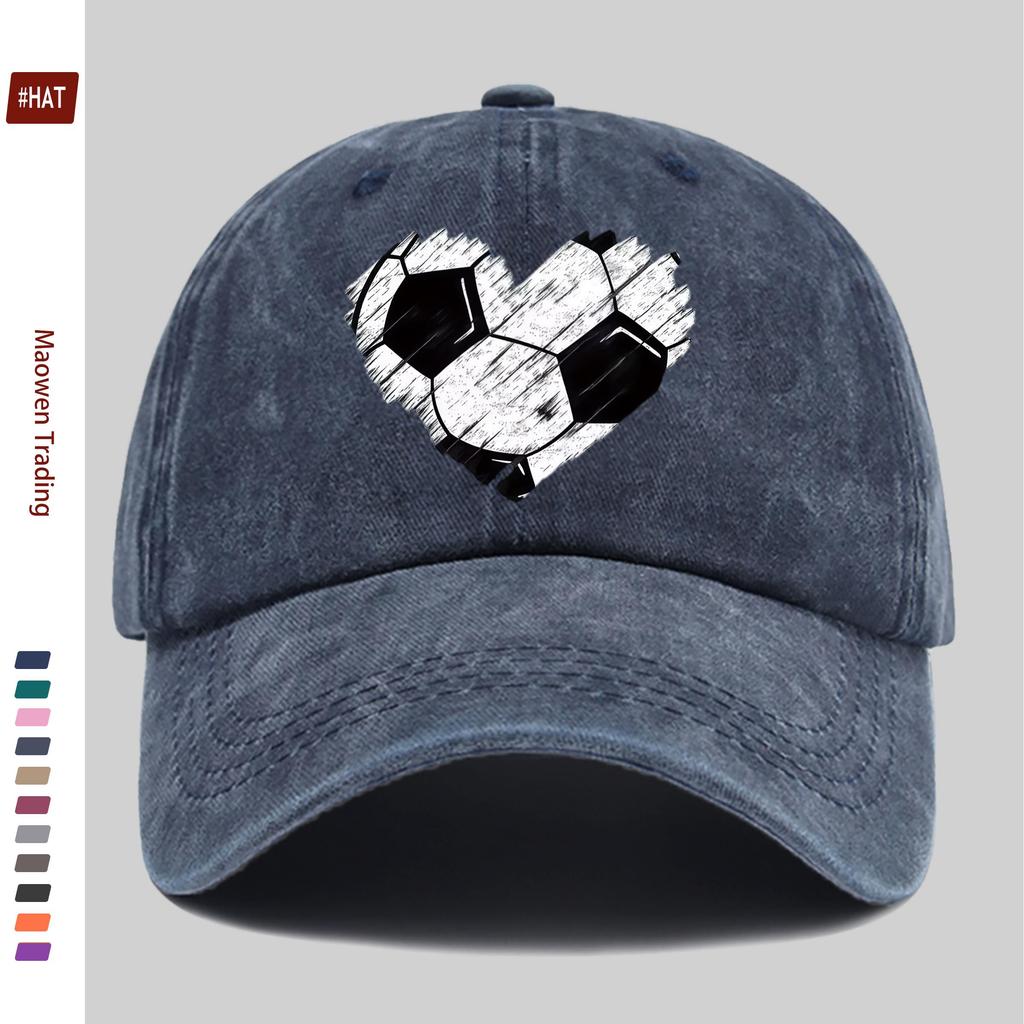 pc Vibrant and Beautiful HeartShaped Soccer Print Baseball Cap Printed Design Casual Hat for Sports Enthusiasts Comfortable