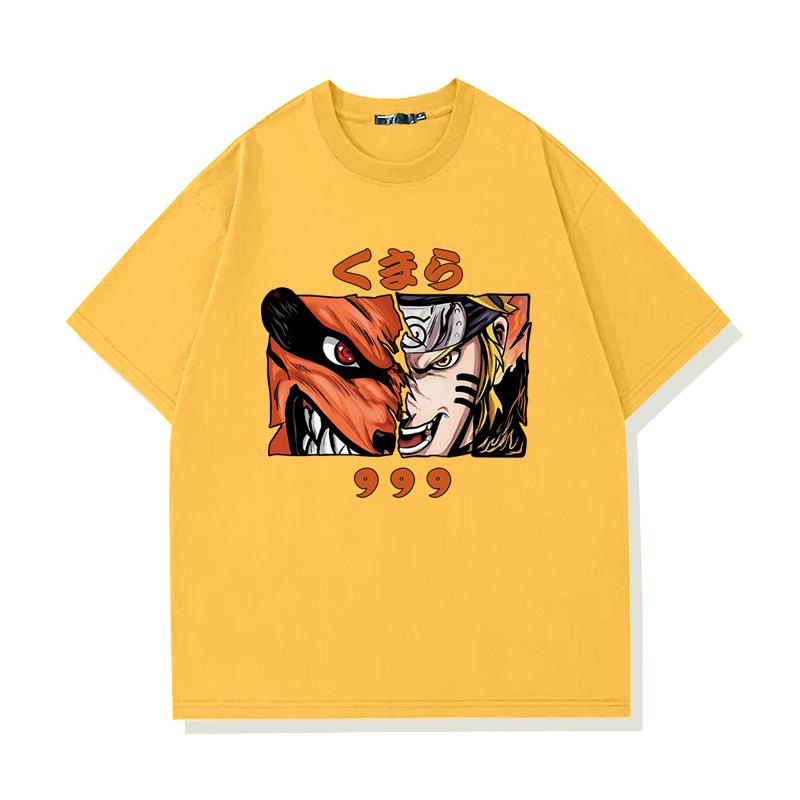 Trendy Loose Childrens Tshirt Japanese Anime Naruto Peripheral Pure Cotton Printed Parentchild Casual Short Sleeved Shirt