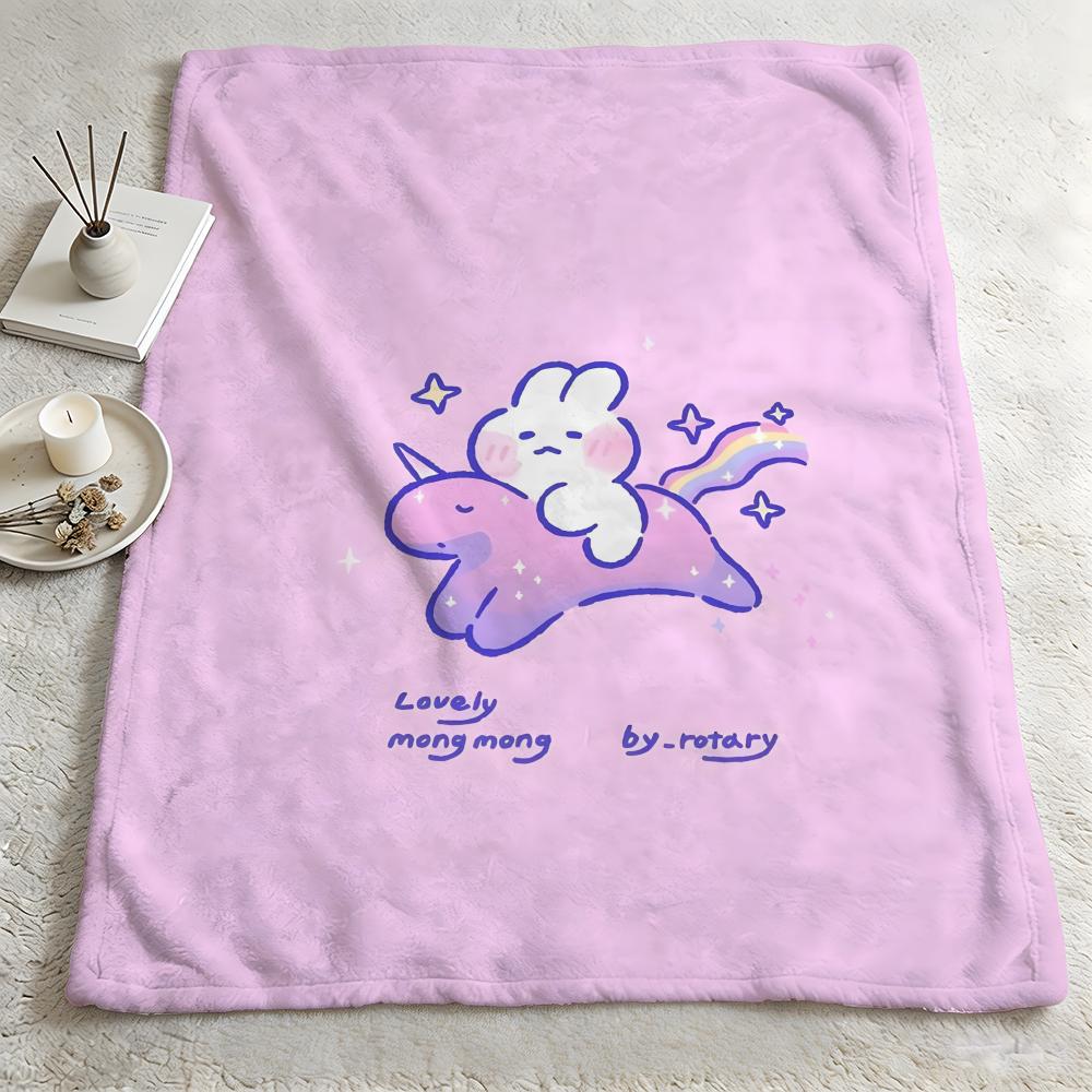character mmongmongg Throw Warm Soft Flannel Blanket Multiuse for Sofa Bed Camping Travel Nap