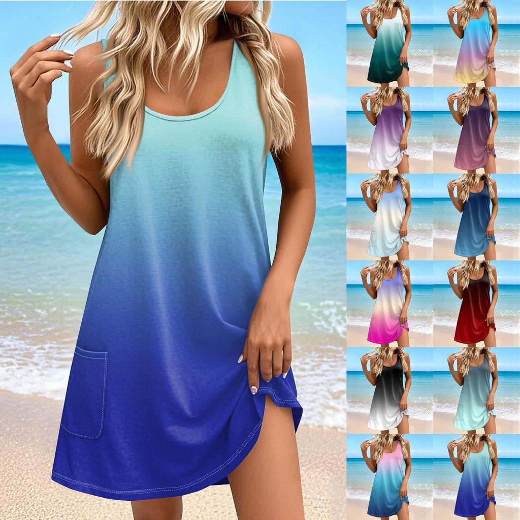 Женские повседневные платья на каждый день для свиданий с карманами без рукавов свободные платья