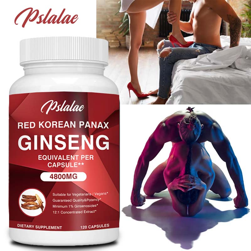 Pslalae RED KOREAN PANAX GINSENG, 120 Vegan Capsules, Muscle Building, Focus and Mood Support, 1% Ginsenosides