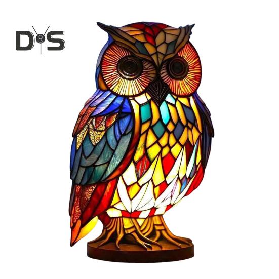 Витражная настольная лампа с изображением животных на батарейках, винтажный ночник с изображением животных для дома, офиса, спальни, детской комнаты, прикроватная настольная лампа