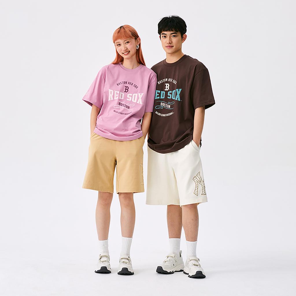 New MLB College Style Series T Shirts Unisex Pink 3ATSV0653-43PKP