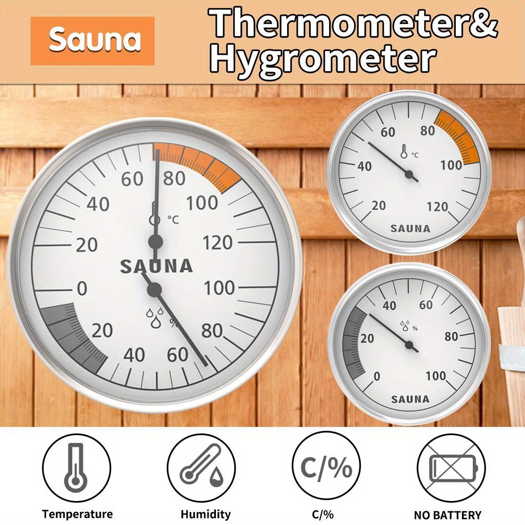 1 Pc Dial Hanging Household Sauna Hygrometer Thermometer for Room Temperature Testing Sauna Thermometer Hygrometer