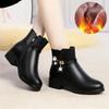 Leather Women Boots Winter Thick Wool Lined Leather Women Snow Boots Large Size Women Winter Shoes