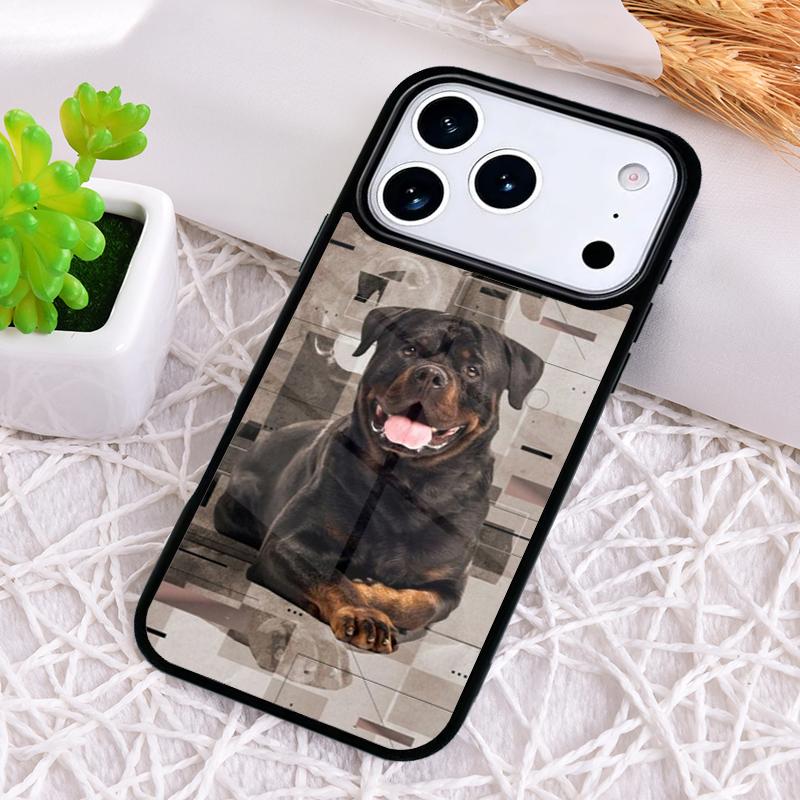 Cute Rottweiler Dog Phone Case for iPhone 17 Air 16 15 11 12 14 13 Pro Max Shockproof Cover
