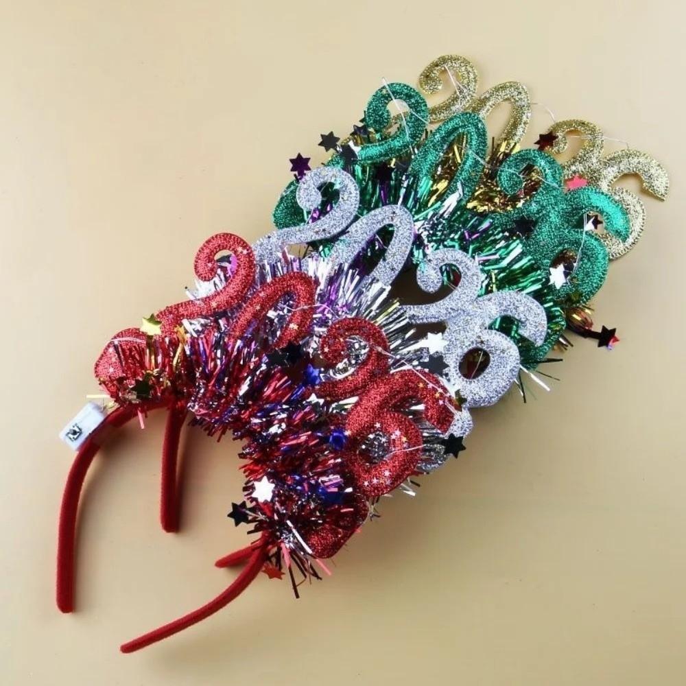 Cute LED Glow Hair Bands Sweet Luminous Headpiece 2026 Happy New Year Headband Cosplay