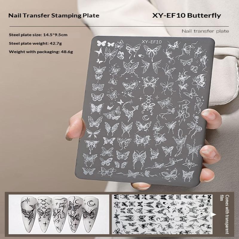 Nail Stamping Plate 1Pc Durable Stainless Steel Multi Design Nail Printing Tool for Manicure Lovers Home Use