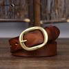 Ретро Плиссированный Модный Ремень с Медной Пряжкой для Женщин Натуральная Кожа Первый Слой Чистая Коровья Кожа Универсальный Джинсовый Ремень