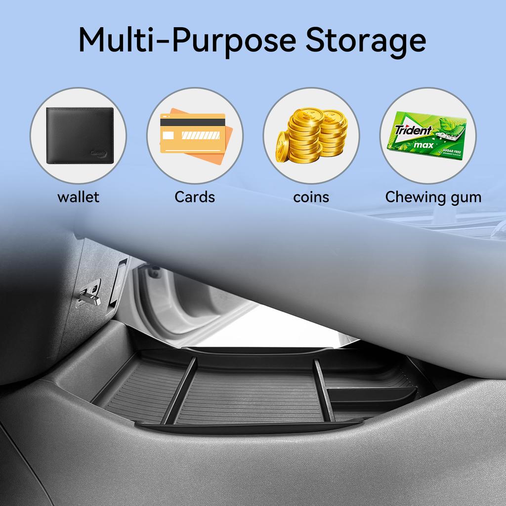 for Xpeng P7+ 2025-2026 Center Control Lower Storage Box TPE Tray Organizer Tidying Car Interior Accessories Black