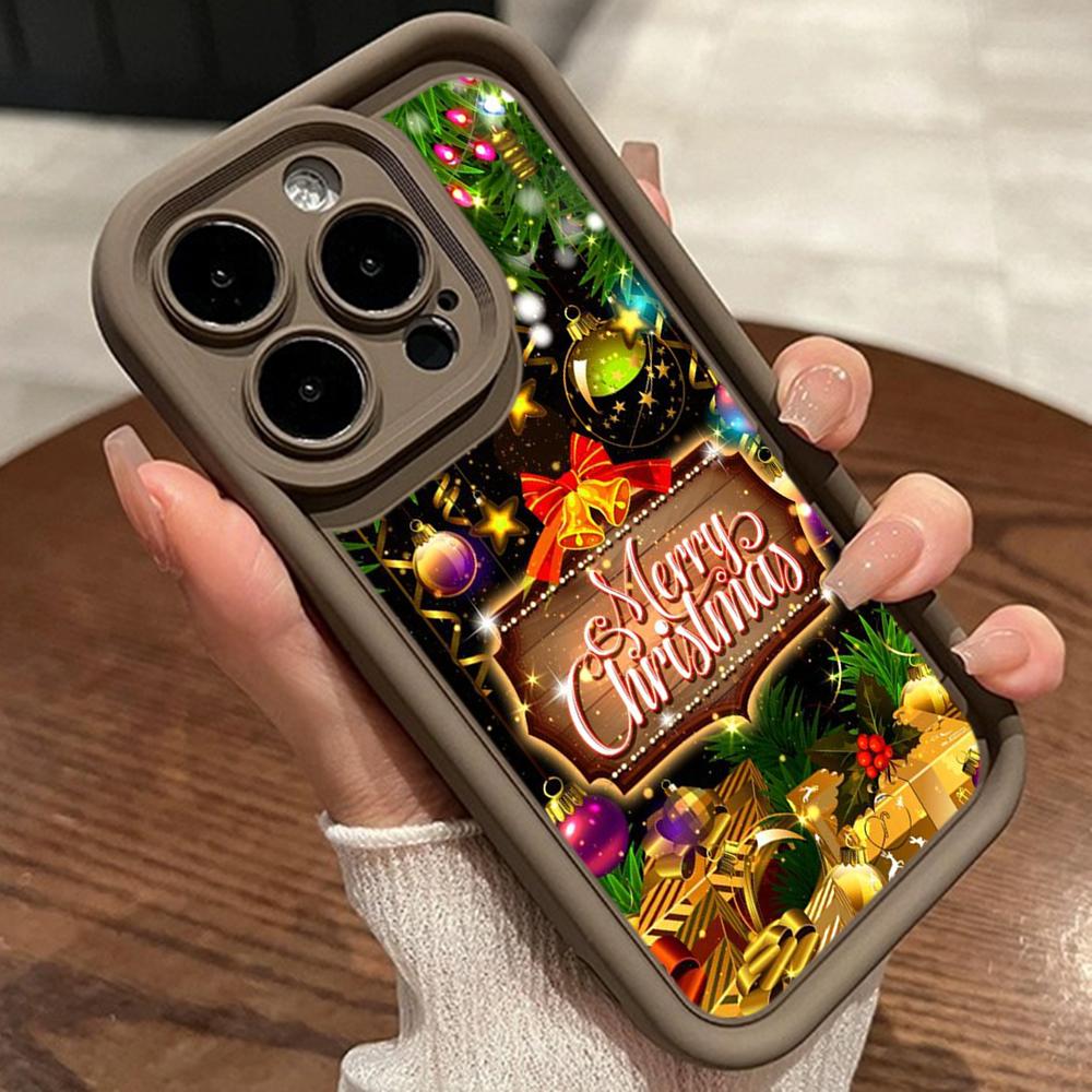 Чехлы для телефонов Ae113 Merry Christmas art Santa design art для iPhone 16 14 13 11 Pro Max 15 7 8 Plus 12 mini XR XS Max Angel Eye Ladder Protective Cover
