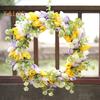 15-дюймовый венок из тюльпанов для входной двери, весенне-летний венок из искусственного шелка с листьями эвкалипта, искусственный цветочный венок для внутреннего и наружного декора стен