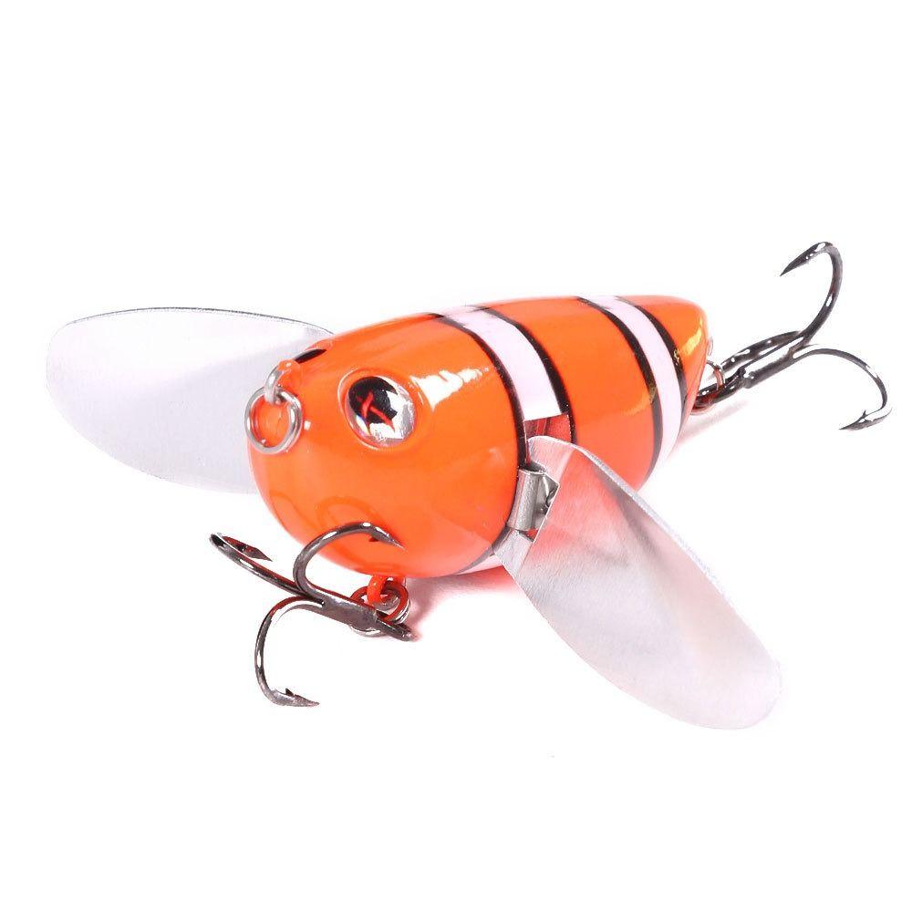 with Two Metal Spoon Bee Crankbait Lure Bumblebee Fishing Lure Bee-Shaped Fishing Bait Fly Fishing