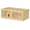 Wooden Hamster Cage With Sliding Tray Openable Top Hut For Syrian Hamster Natural Wood Finish