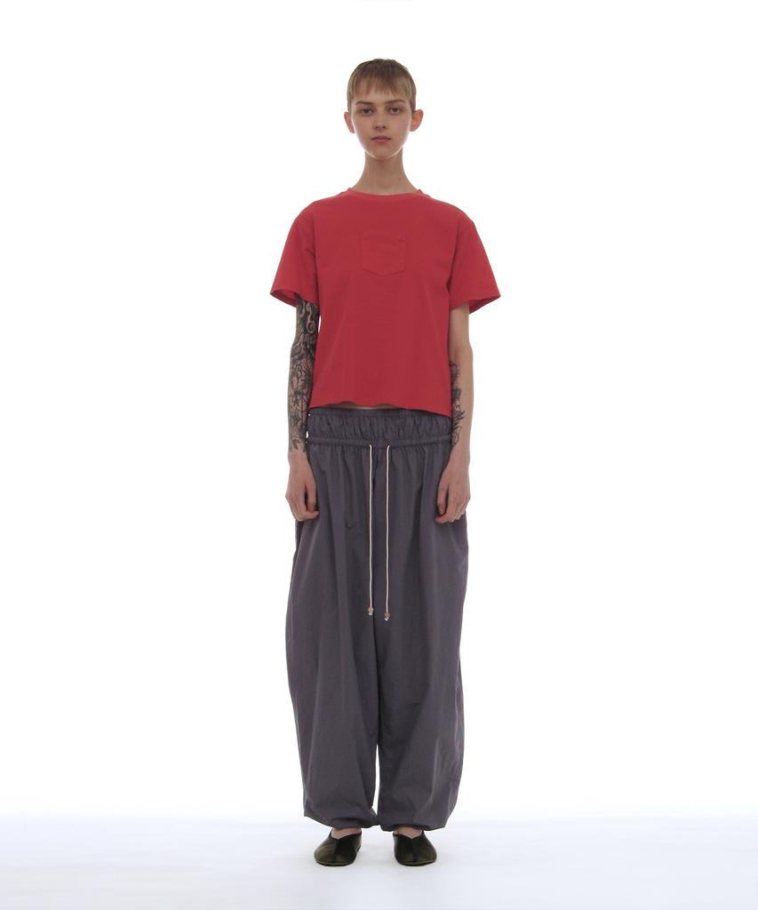 PARTIMENTO ЖЕНСКАЯ футболка с карманом, окрашенная garment-dyed, цвет Чили