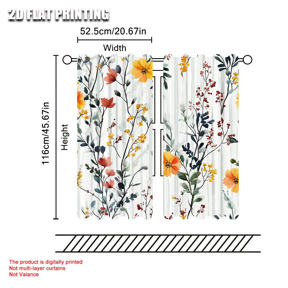 2 шт., Драпировки Ботанические растения Полевые цветы Прочная 100% полиэстеровая ткань, Без электричества Праздничные фоны для офиса