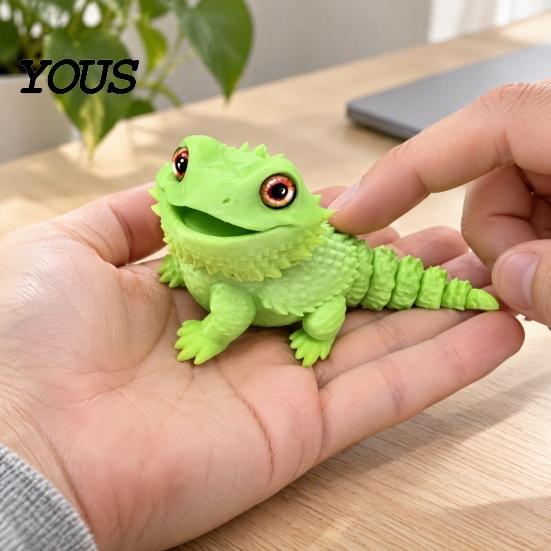 PLA Модель Ящерицы 3D Печатная Фигурка Бородатой Агамы, Реалистичная Игрушка-Спиннер с Симулированными Гибкими Суставами, Артикулирующая Рептилия для Украшения Стола