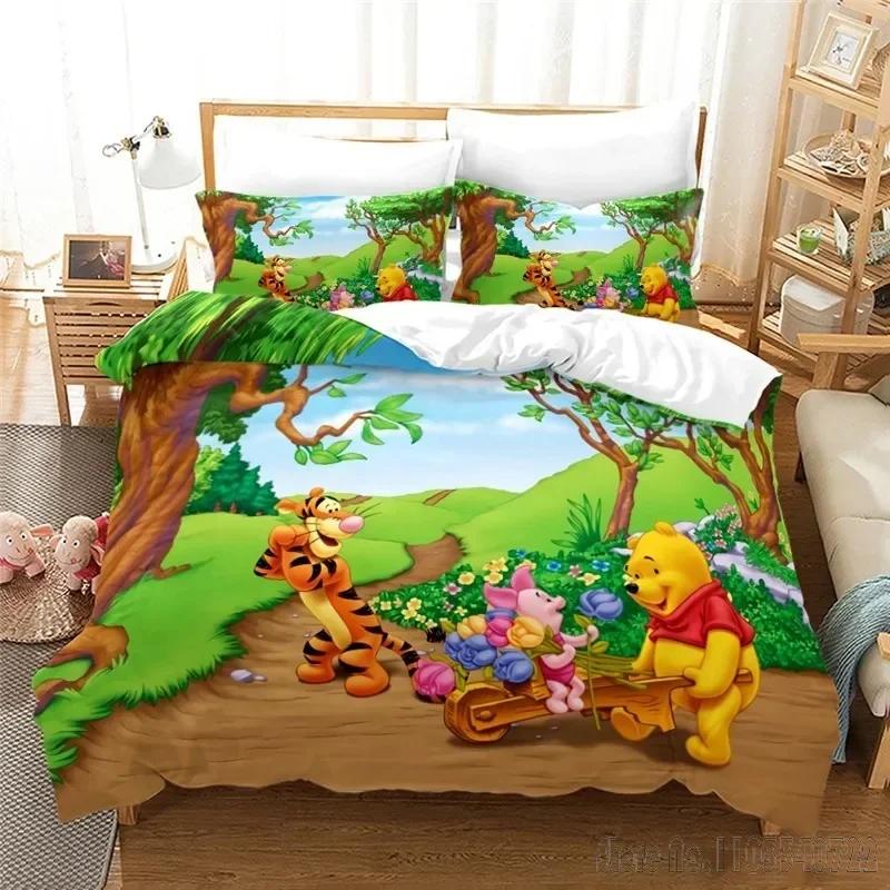 Winnie The Pooh Piglet Honey Pot Cartoon Duvet Cover Set HD Comforter Cover for Kids Bedding Sets Bedclothes Bedroom Decor