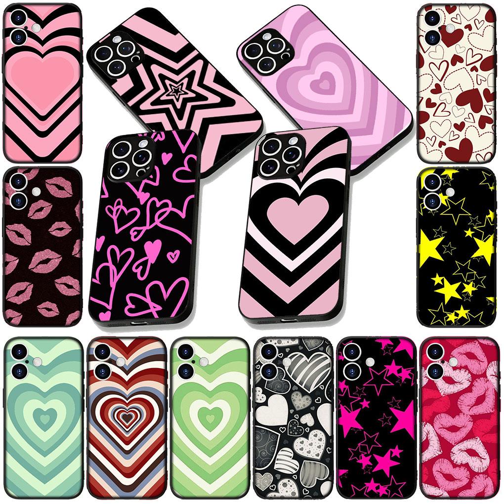 Cover for Samsung Galaxy S22 S21 S20 FE Ultra Plus A35 A36 A55 A37 A33 A34 A57 Coque Phone Case Pink Star Dark Red Heart Love