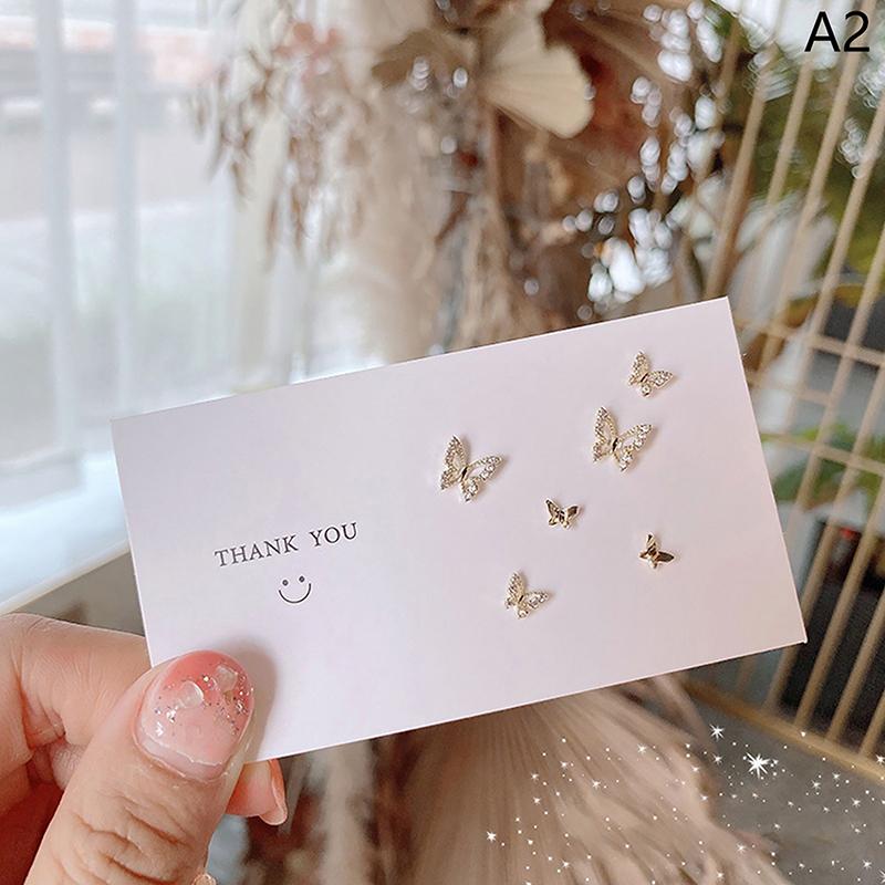 6 шт./компл., простой комплект серег-гвоздиков с кристаллами для женщин, серьги-гвоздики с бабочкой и цирконием для вечерние, свадьбы, помолвки, ювелирные аксессуары