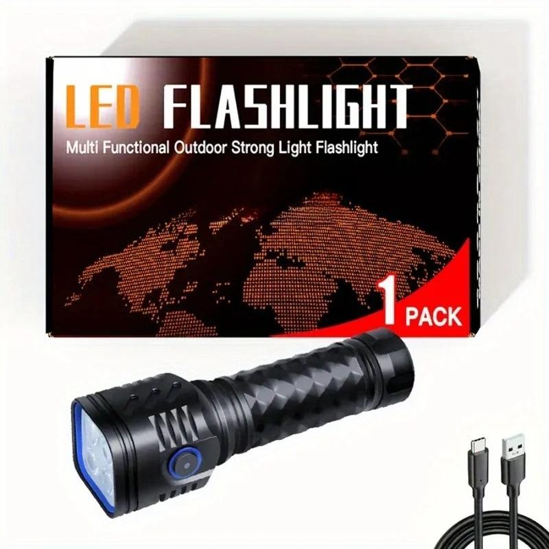 Перезаряжаемый светодиодный фонарик с 3 режимами, быстрая зарядка Type-C, 4 светодиодный фонарь, портативный фонарик для ночной работы и использования в чрезвычайных ситуациях