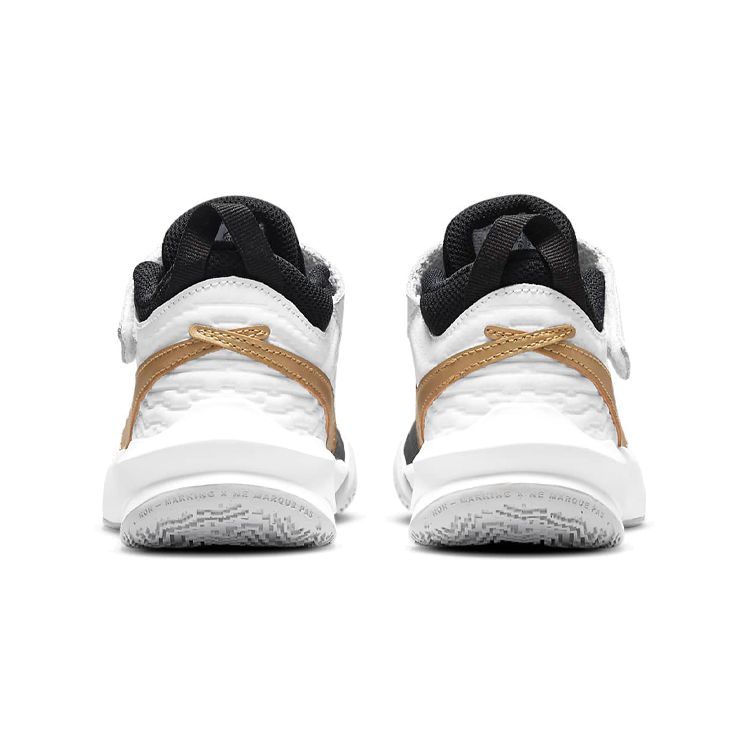 Nike Детские кроссовки Team Hustle D10 PS Black White Metallic Gold Photon-Dust CW6736-002