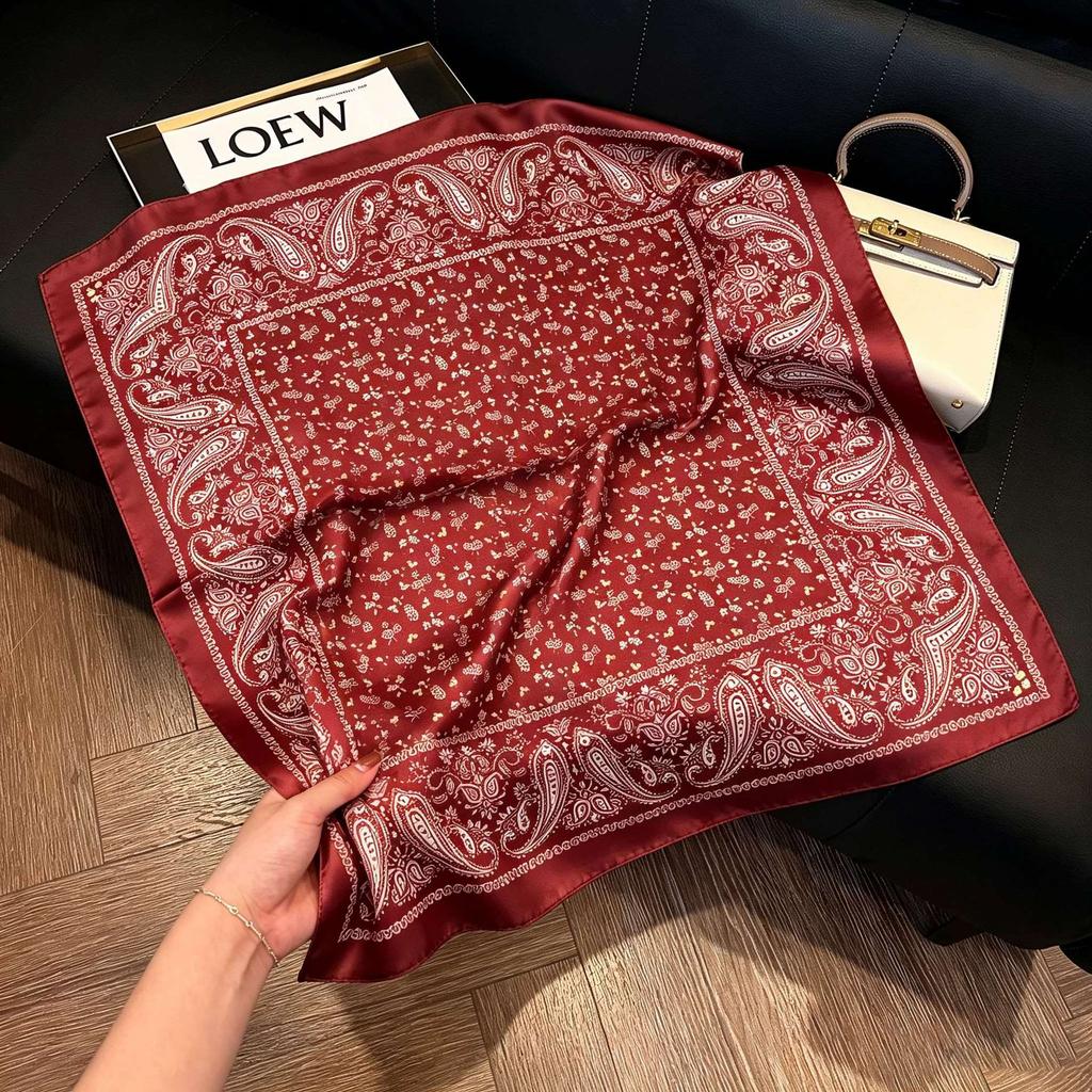 New silk satin 71 * 71 square scarf versatile foreign style simulation silk scarf middle-aged and elderly decorative scarf neck protection silk scarf