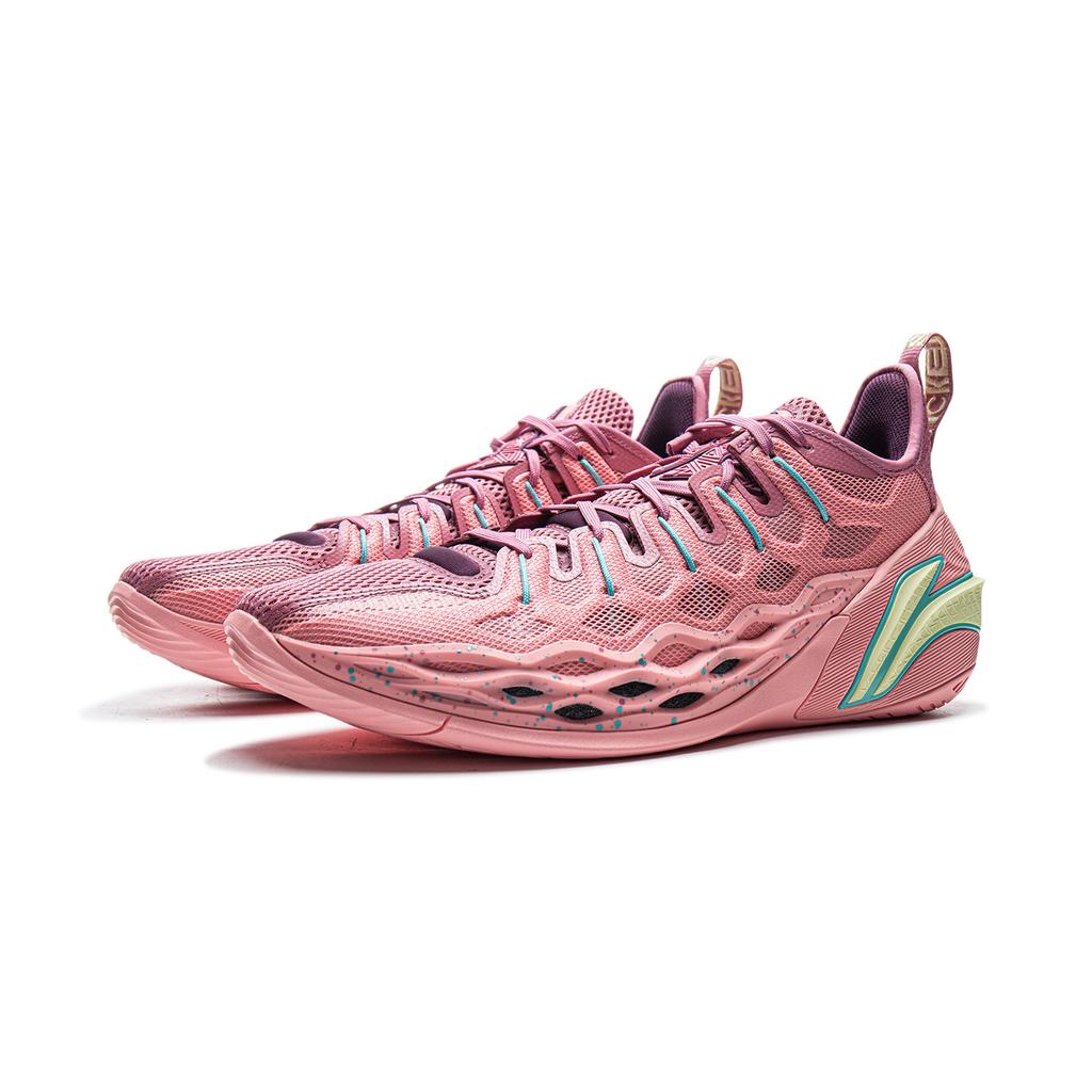 Li Ning Ведра Амортизирующие Нескользящие Дышащие Низкие Баскетбольные Кроссовки Мужские Розовые ABAV051-2