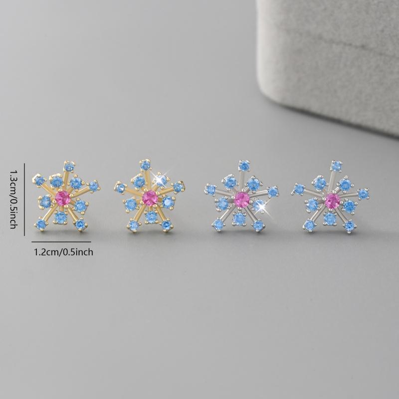 925 Sterling Silver Fantasy Romantic Earrings Blue CZ Earrings for Women Party Fine Jewelry Gift