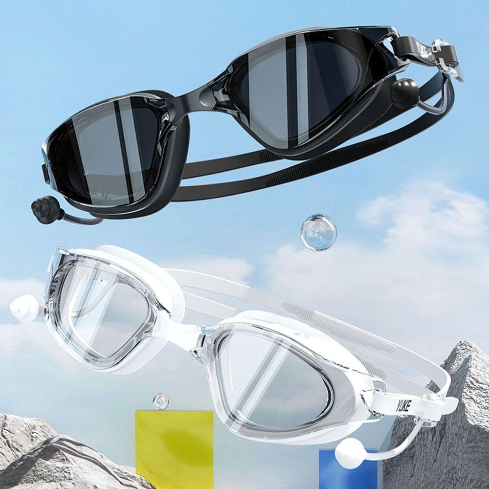 Очки для плавания, силиконовые очки для плавания, большая оправа с затычками для ушей, мужские и женские профессиональные противотуманные очки HD, аксессуары для плавания