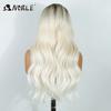 Noble Synthetic Lace Front Wigs For Women 26 Inch Long Wavy Ombre Blonde White Highlight Pre Plucked Pre-Cut Cosplay Lace Wigs