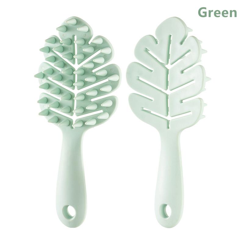 Силиконовая щетка для шампуня в форме листа, массажная головка для кожи головы, мягкая расческа для волос, длинная ручка, щетка для ванны, массаж тела, очищающий инструмент, подарок
