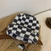 Chessboard Knitted Hat Women's Autumn and Winter Niche Big Head Circumference Wool Hat Showing Face Small Christmas Hat