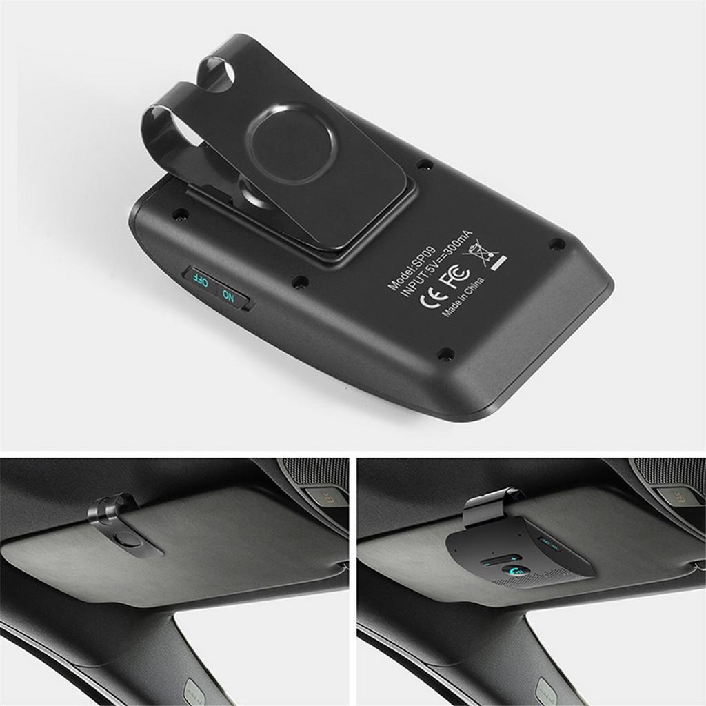 Bluetooth-динамик, автомобильный комплект громкой связи, крепление на солнцезащитный козырек, беспроводной аудиоприемник, громкая связь, музыкальный проигрыватель с двумя микрофонами