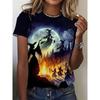 Witch Pattern Women's T-Shirts Casual Short Sleeve3d T-Shirt Fashion Top Tee O-Neck Female Clothing