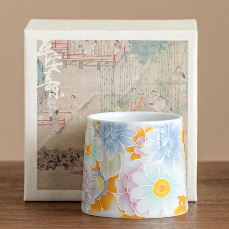 Антикварные расписанные вручную чашки для чая с цветами, керамическая чашка мастера, китайский чайный сервиз для кунг-фу, бытовая чайная церемония, личная одиночная посуда для питья