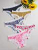 5pcs/pack Fashion Style Print Sexy Lace Women's Panties Low Waist Patchwork Breathable Comfort Female Underpants Sexy Lingerie