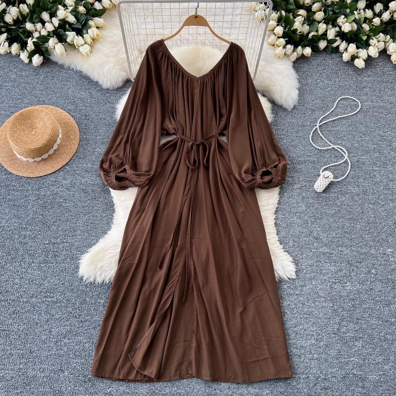 Элегантные нежные платья с рукавами-фонариками Y2k, стройная талия, кружевное платье для женщин, летнее, средней длины, со сборками, Vestidos Mujer